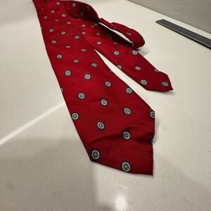 Vintage Christian‎ Dior Tie 100% Silk Red Geometric Paris Cravates Necktie Adult